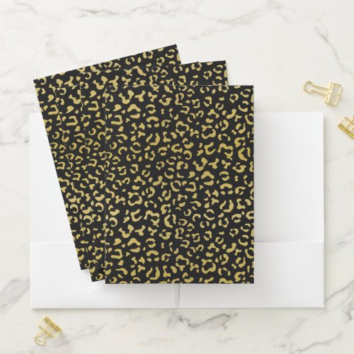Gold Leopard Gold Glitter Leopard Pattern Pocket Folder