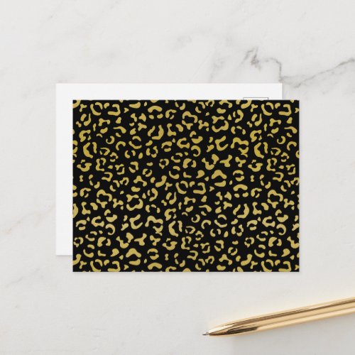 Gold Leopard Gold Glitter Leopard Pattern Postcard
