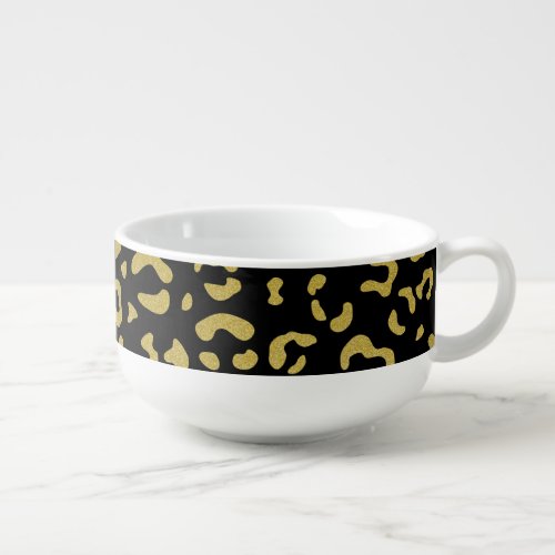 Gold Leopard Gold Glitter Leopard Pattern Soup Mug