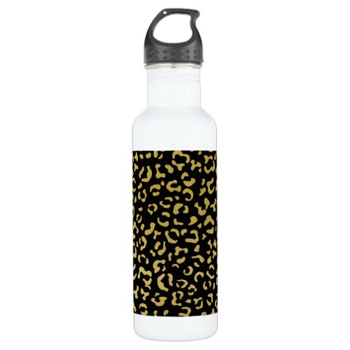 Gold Leopard Gold Glitter Leopard Pattern Stainless Steel Water Bottle