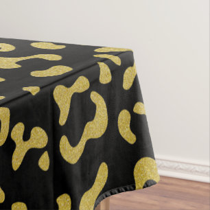 Gold Leopard, Gold Glitter, Leopard Pattern Tablecloth