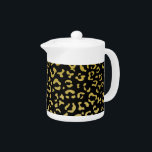 Gold Leopard, Gold Glitter, Leopard Pattern Teapot<br><div class="desc">Elegant,  stylish and sophisticated leopard pattern in gold color. Modern and trendy gift,  perfect for the animal print lover in your life.</div>