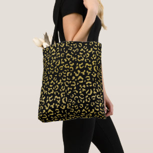 Gold Leopard, Gold Glitter, Leopard Pattern Tote Bag