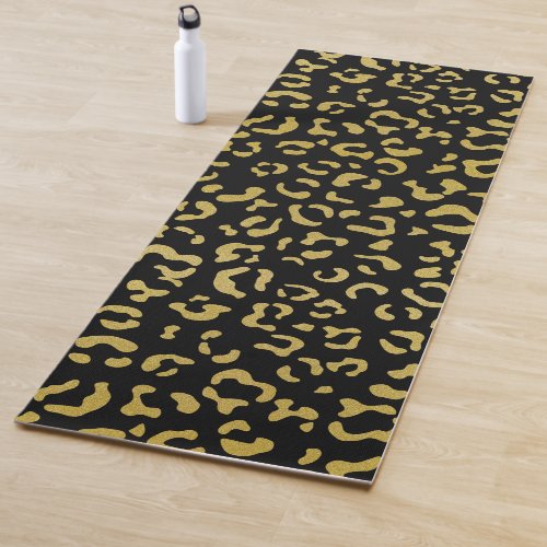 Gold Leopard Gold Glitter Leopard Pattern Yoga Mat