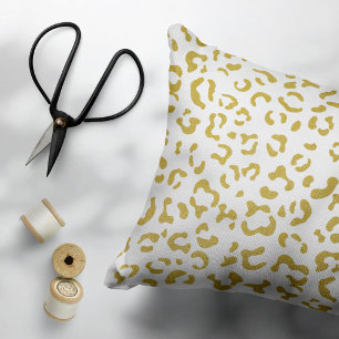 Gold Leopard, Gold Glitter, Leopard Print Accent Pillow