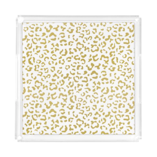 Gold Leopard Gold Glitter Leopard Print Acrylic Tray