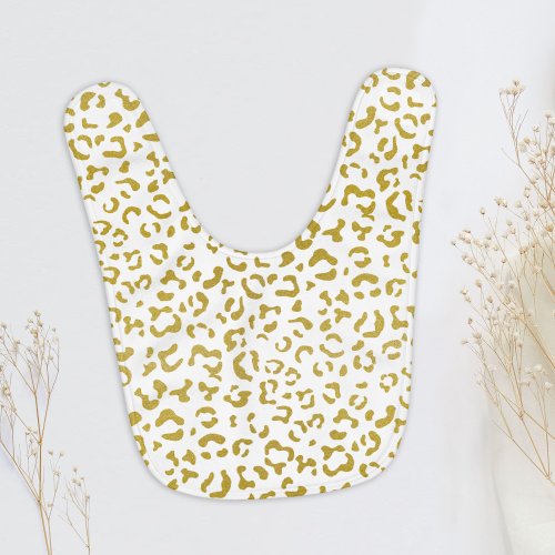 Gold Leopard Gold Glitter Leopard Print Baby Bib