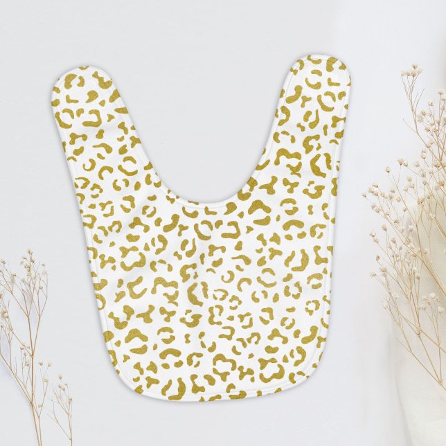 Gold Leopard, Gold Glitter, Leopard Print Baby Bib (Creator Uploaded)