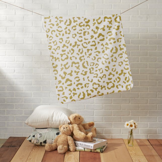 Gold Leopard, Gold Glitter, Leopard Print Baby Blanket (In Situ)