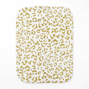 Gold Leopard, Gold Glitter, Leopard Print Baby Burp Cloth