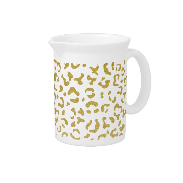 Gold Leopard, Gold Glitter, Leopard Print Beverage Pitcher (Right)