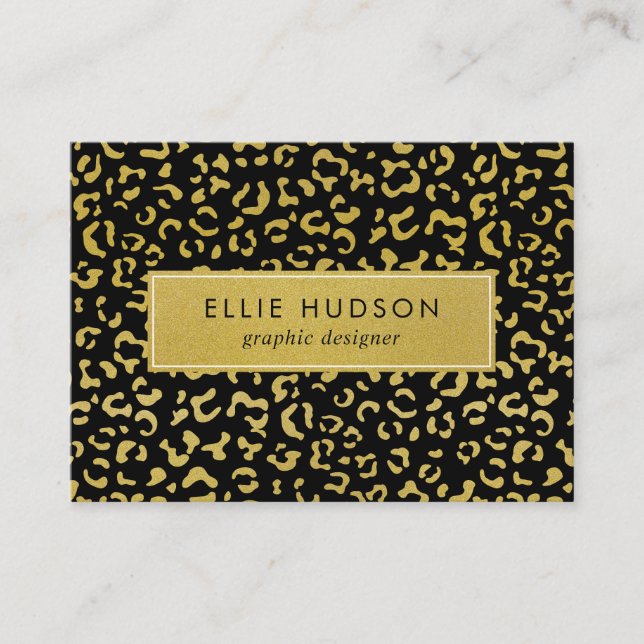 Gold Leopard, Gold Glitter, Leopard Print Business Card (Front)