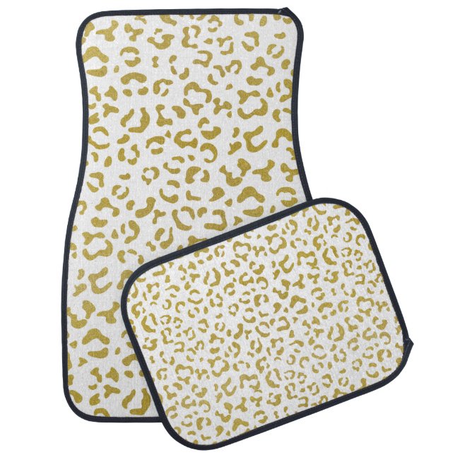 Gold Leopard, Gold Glitter, Leopard Print Car Floor Mat (Set)