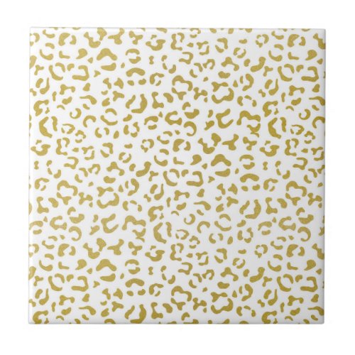 Gold Leopard Gold Glitter Leopard Print Ceramic Tile
