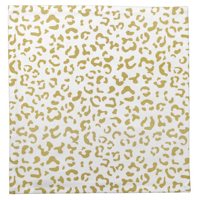 Gold Leopard, Gold Glitter, Leopard Print Cloth Napkin (Front)