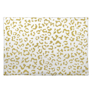 Gold Leopard, Gold Glitter, Leopard Print Cloth Placemat