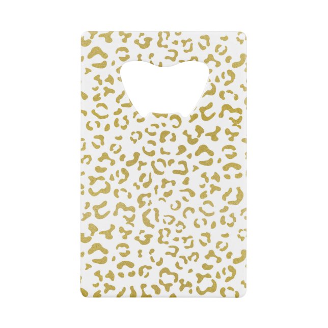 Gold Leopard, Gold Glitter, Leopard Print Credit Card Bottle Opener (Front)