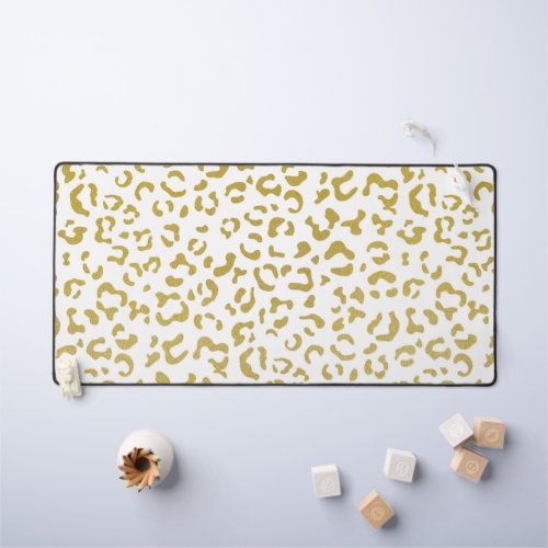 Gold Leopard Gold Glitter Leopard Print Desk Mat