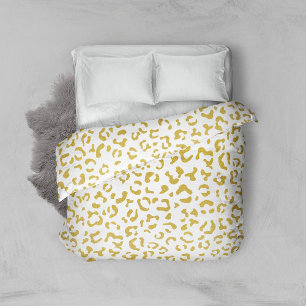 Gold Leopard, Gold Glitter, Leopard Print Duvet Cover