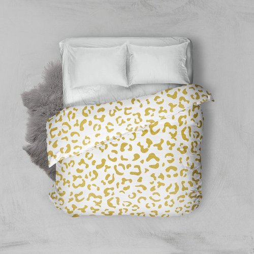 Gold Leopard Gold Glitter Leopard Print Duvet Cover