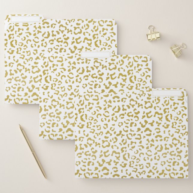 Gold Leopard, Gold Glitter, Leopard Print File Folder (Set)