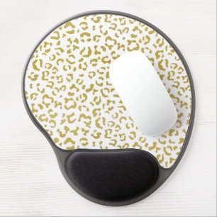 Gold Leopard, Gold Glitter, Leopard Print Gel Mouse Pad