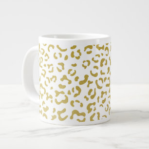 Gold Leopard, Gold Glitter, Leopard Print Giant Coffee Mug
