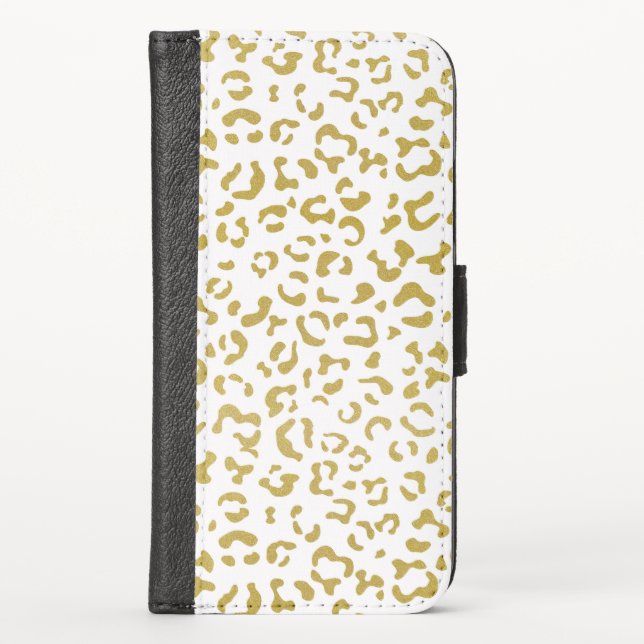 Gold Leopard, Gold Glitter, Leopard Print iPhone Wallet Case (Front)