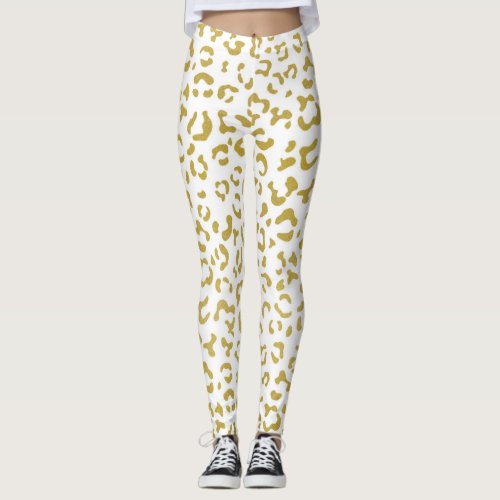 Gold Leopard Gold Glitter Leopard Print Leggings