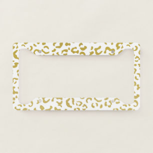 Gold Leopard, Gold Glitter, Leopard Print License Plate Frame