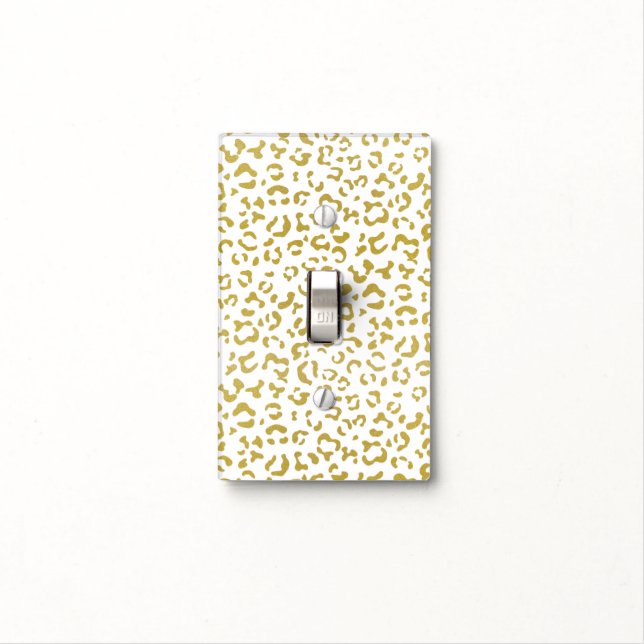 Gold Leopard, Gold Glitter, Leopard Print Light Switch Cover (In Situ)