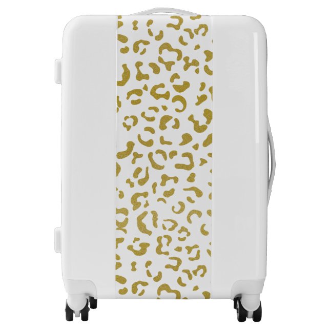 Gold Leopard, Gold Glitter, Leopard Print Luggage (Front)