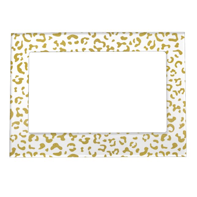 Gold Leopard, Gold Glitter, Leopard Print Magnetic Frame (Front)