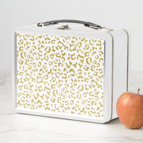 Gold Leopard Gold Glitter Leopard Print Metal Lunch Box