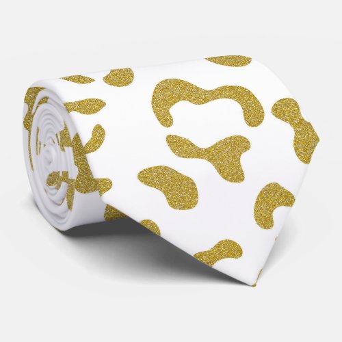 Gold Leopard Gold Glitter Leopard Print Neck Tie