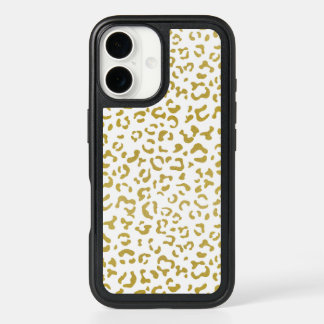 Gold Leopard, Gold Glitter, Leopard Print iPhone 16 Case