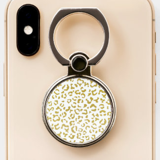 Gold Leopard, Gold Glitter, Leopard Print Phone Ring Stand