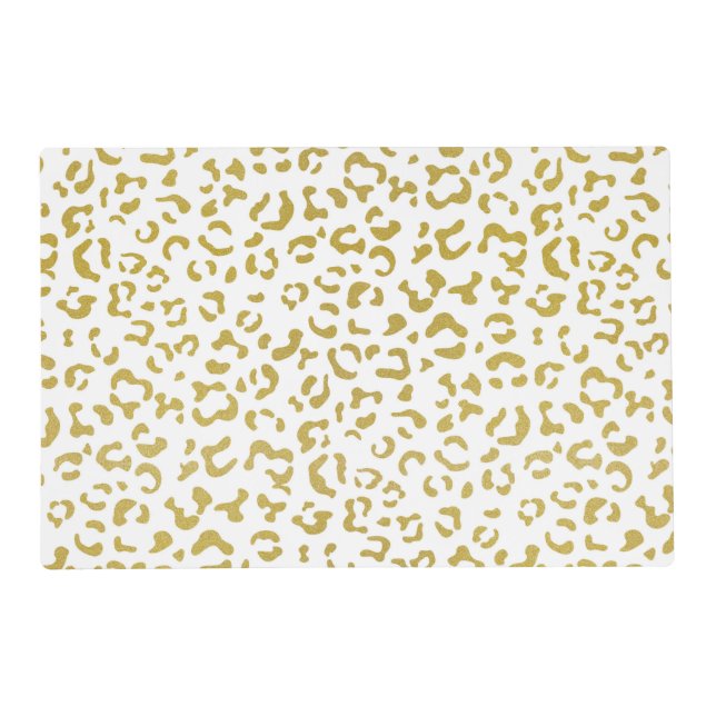 Gold Leopard, Gold Glitter, Leopard Print Placemat (Front)