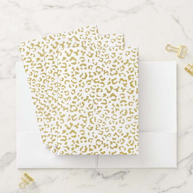 Gold Leopard, Gold Glitter, Leopard Print Pocket Folder (In Situ)