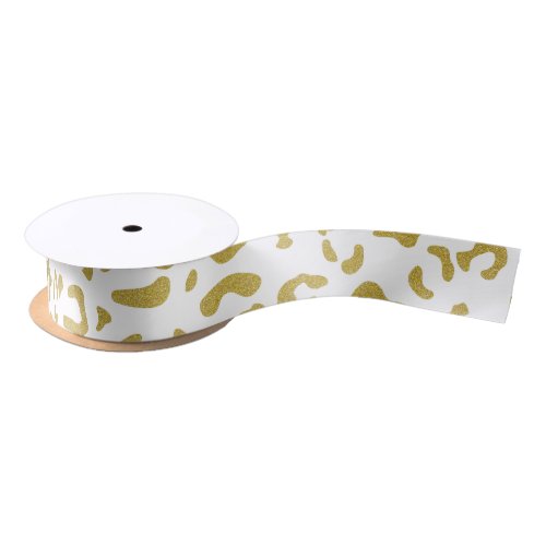 Gold Leopard Gold Glitter Leopard Print Satin Ribbon