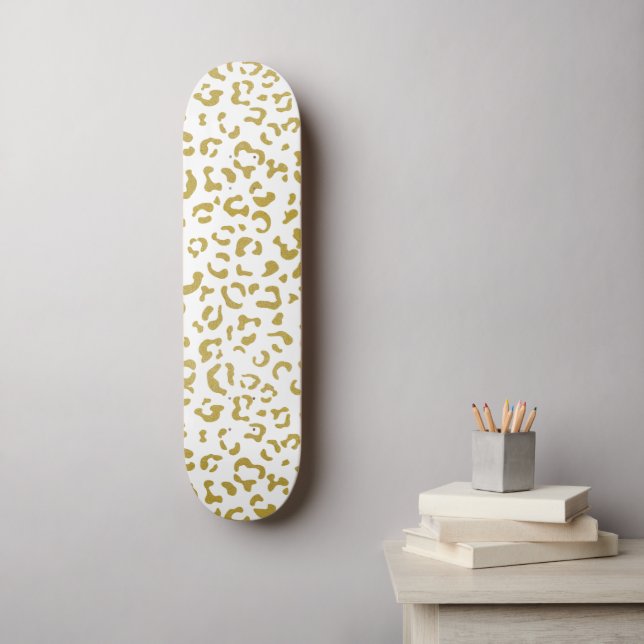 Gold Leopard, Gold Glitter, Leopard Print Skateboard (Wall Art)