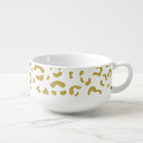 Gold Leopard Gold Glitter Leopard Print Soup Mug