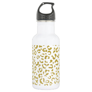 Gold Leopard, Gold Glitter, Leopard Print Stainless Steel Water Bottle