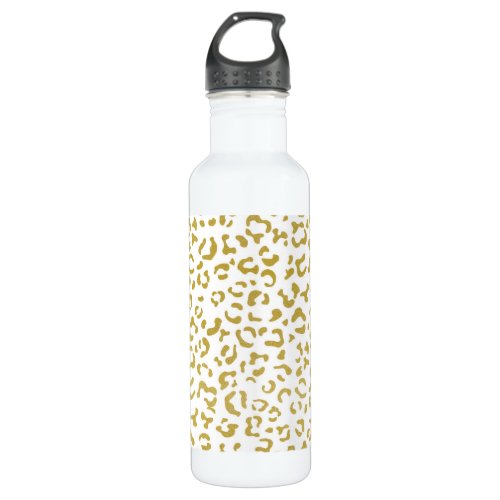 Gold Leopard Gold Glitter Leopard Print Stainless Steel Water Bottle
