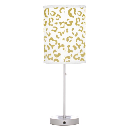 Gold Leopard, Gold Glitter, Leopard Print Table Lamp (Back)