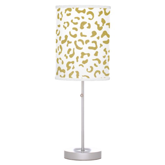 Gold Leopard, Gold Glitter, Leopard Print Table Lamp (Front)