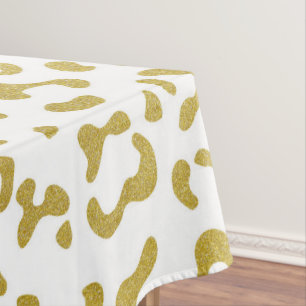Gold Leopard, Gold Glitter, Leopard Print Tablecloth