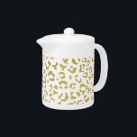 Gold Leopard, Gold Glitter, Leopard Print Teapot<br><div class="desc">Elegant,  stylish and sophisticated leopard pattern in gold color. Modern and trendy gift,  perfect for the animal print lover in your life.</div>
