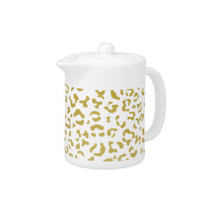 Gold Leopard, Gold Glitter, Leopard Print Teapot