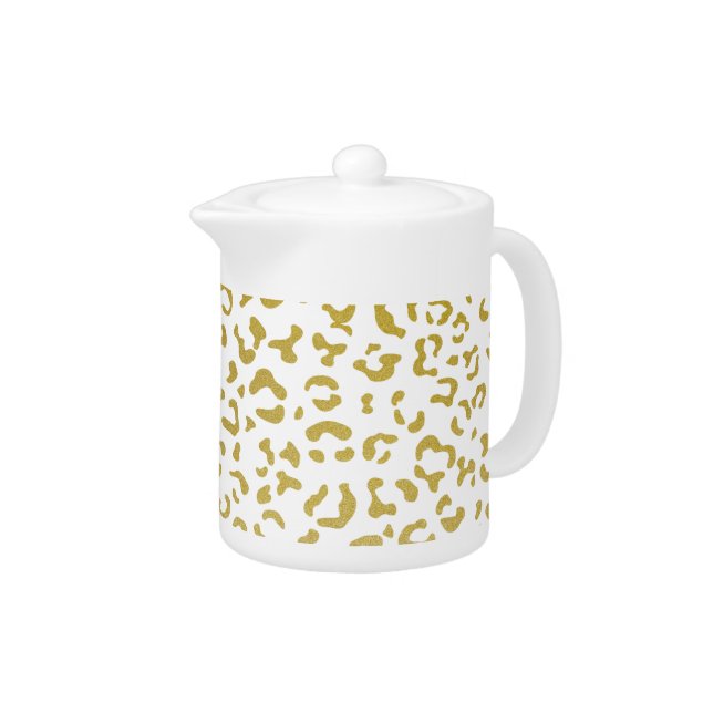 Gold Leopard, Gold Glitter, Leopard Print Teapot (Right)